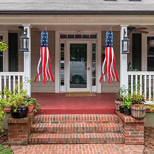 4th of July Decorations,40 Inch American Windsock Heavy Duty,Patriotic Fourth of July Outdoor Decor, American Flag USA Windsock With Embroidered Stars,Red White and Blue Decor for Memorial Day,Outside