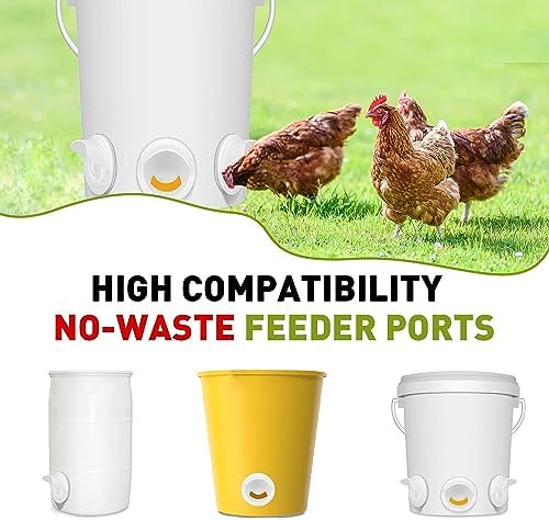 24 Pcs Chicken Feeder Kit and 24 Pcs Water Cup Kit, Gravity Poultry Waterer Cup and Poultry Feeder Port Set with Hole Saw and Sealing Tape, Chicken Feeder No Waste for Duck Bird Quail
