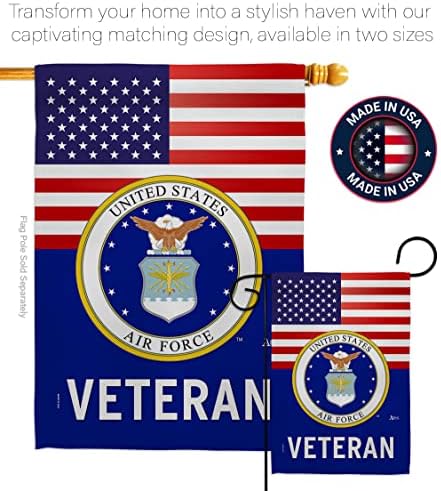 US Air Force Veteran Flag Home Decorations Official Armed Forces USAF American Flags For Outside House Banner Garden Remembrance Retire Military Memorabilia Memorial Wall Art Lawn Porch Room Poster Veteran Gifts Gifts Made In USA