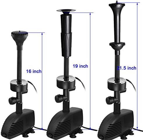660GPH Submersible Pump Pond Fountain with Inside Filter and RGB Colorful LED Light, Multiple Water Fountain Spray Nozzles Kit for Garden PondIndoor and Outdoor Landscape