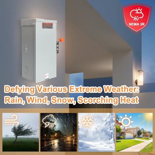 100A Generator Transfer Switch, 24000W Heavy Duty Double Throw Safety Design, 120/240V Transfer Switch for Installation Outdoor and Indoor,Stronger Stability,Enlarged NEMA 3R Enclosure for Easy Wiring