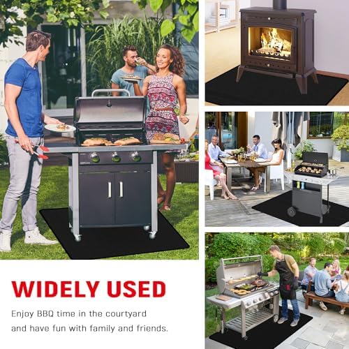 60 x 40 inch Under Grill Mats for Outdoor Grill, Double-Sided Fireproof, Oil and Waterproof Protective Mat for Grass and Deck, Outerdoor BBQ Fire Pit Fireplace Mat