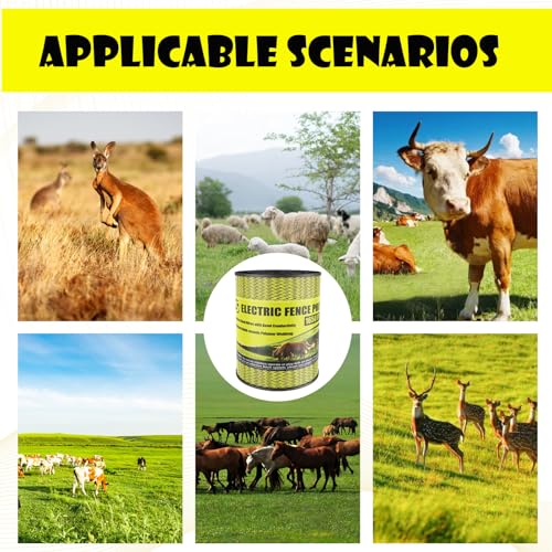 BESTEEL Upgraded Electric Fence Poly Wire 1650 Feet 500 Meters, 1/8" Diameter Portable Electric Fencing Polywires, 6 Stainless Steel Strands for Reliable Conductivity and Rust Resistance UV Resistant