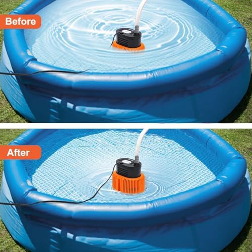 AgiiMan Pool Cover Pump Above Ground - Submersible Swimming Sump Inground Pump, Water Removal with 16' Drainage Hose and 25 Feet Power Cord, 850 GPH, 3 Adapters
