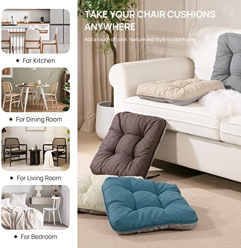 Love's cabin Memory Foam Chair Cushions Set of 4, Outdoor/Indoor Chair Pads for Dining Chairs 4 Pack, Seat Cushions for Kitchen, Dining Room, Office, Patio Chairs, 15.5"x15.5"x3.5" Grey