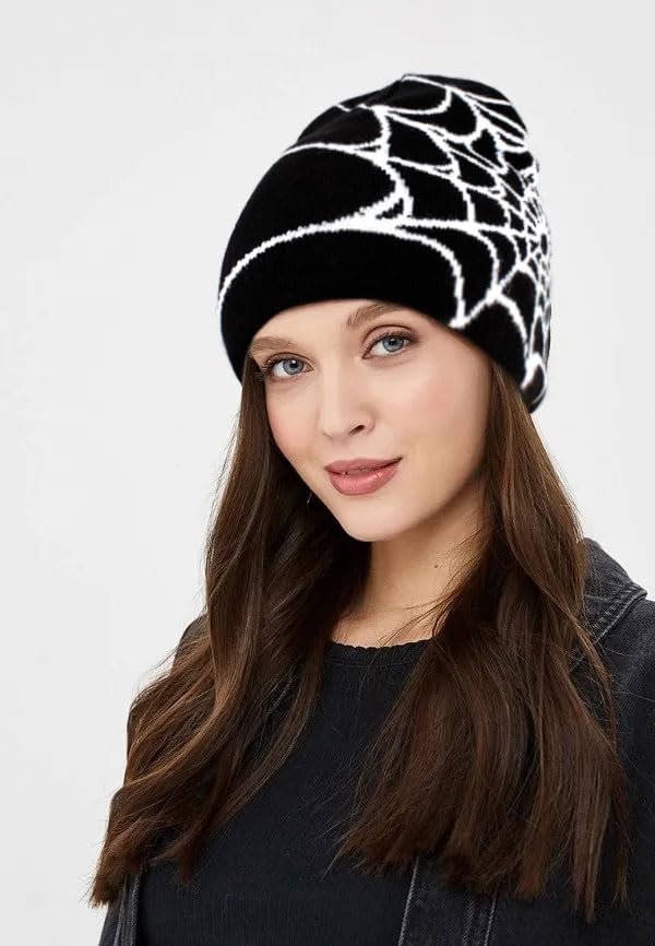 Geyanuo Y2k Spiderman Beanie Knitted Spider Web Hat Women Mens Beanie Winter Warm Y2k Hats