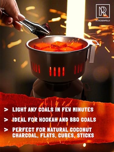 Charcoal Burner - Multipurpose Electric Charcoal Starter Approved Electric Stove - Coconut Coals Lighters with Tongs - 450W Electric Charcoal Lighters with 304 Stainless Steel