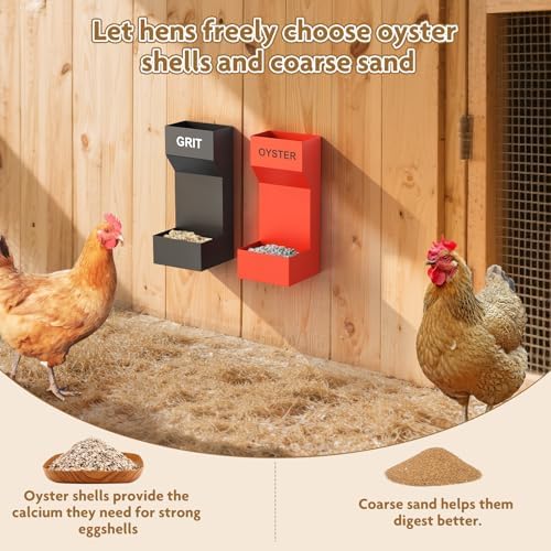 Chicken Oyster Shell Feeder and Grit Feeder,Metal Chicken Feeder,Chicken Coop Accessories,Design for Healthier Hens & Eggs