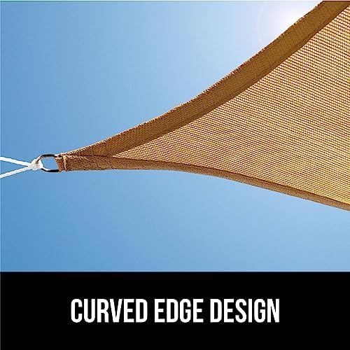 GORILLA GRIP Heavy Duty Sun Shade, UV Protection Fade Tear and Rust Resistant Rectangle Sunshade Canopy, Curved Edges Blocks Sunlight, Breathable Sail, Outdoor Patio, Lawn Garden 12x12 FT Sand
