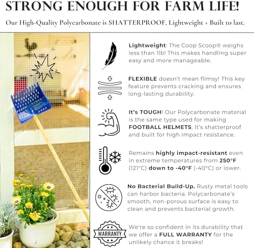 The Coop Scoop® 2-in-1 Chicken Poop Scooper & Rake – Durable Sand Sifting Litter Shovel for Chicken Coops & Small Farm Animals
