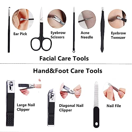 Nail Clipper Set Manicure Set Men Manicure Kit with Portable Travel Case Toe Finger Nail Clippers Personal Care Tools Men Grooming Kit Present for Husband Boyfriend Family(black white)