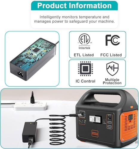 Charger for Jackery Charger 24V 90W AC Adapter for Jackery Portable Power Station Explorer 160 240 300 500 550 E300 E500 E550 Solar Generator 167Wh 240Wh 293Wh 518Wh Lithium Battery Power Supply Cord