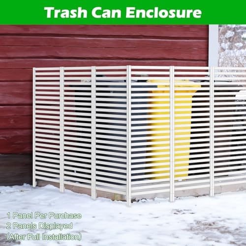 OUSHENG 47in H x 48in W Air Conditioner Fence Privacy Screen, Pool Equipment Enclosure Trash Garbage Can Hider Outdoor for AC Outside Units Garden Balcony Patio, White