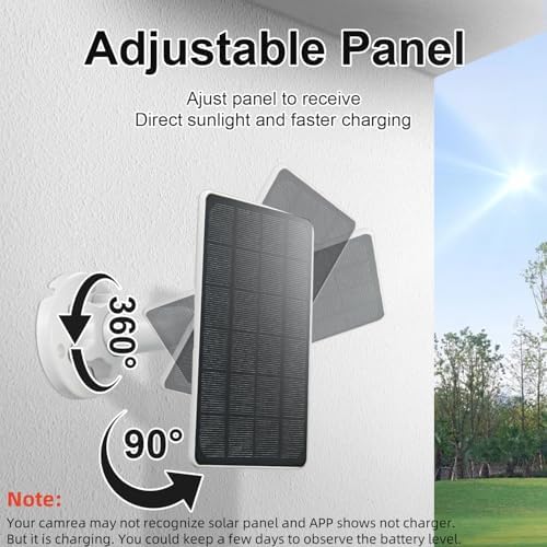 Solar Panel Charger Compatible with Ring Video Doorbell 3/3+/4, Battery Video Doorbell Plus, 13ft Waterproof Charging Cable, 360°Adjustable Mount,5W 5V, 7.5 * 6.4"