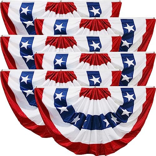 HOOSUN 4th Of July Decorations,American Flag Bunting for Outside,USA Pleated Fan Flag 1.5x3 FT,American Flags Bunting for Fourth Of July Patriotic Decorations,Red White And Blue Banner Decor,6 Pack