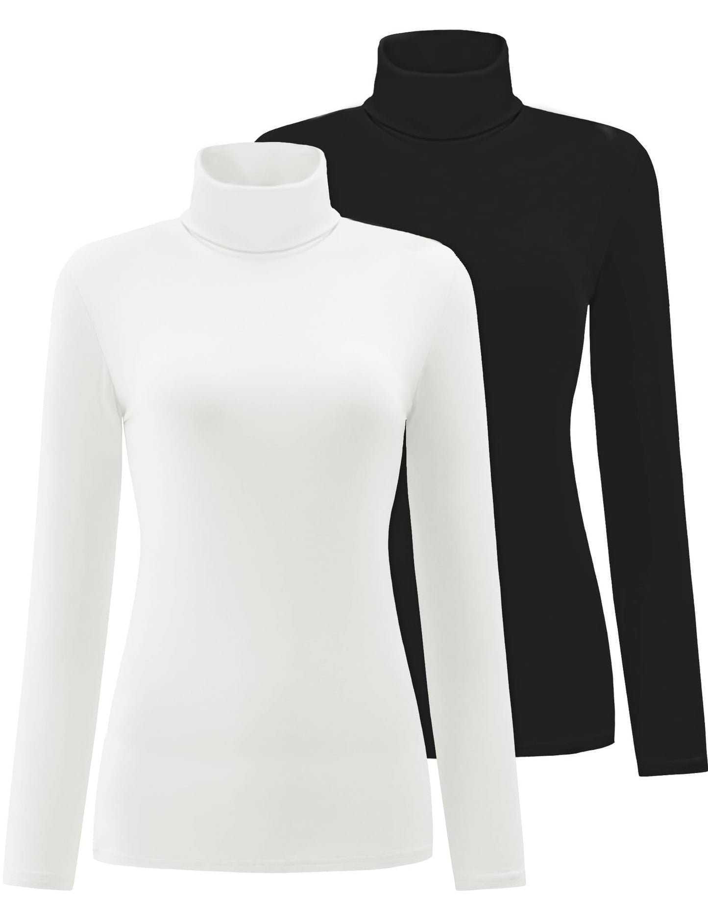 Women's 2 Pack Long Sleeve Turtleneck Thermal T-Shirts Mock Neck Underwear Fall Winter Base Layer Lightweight Tops
