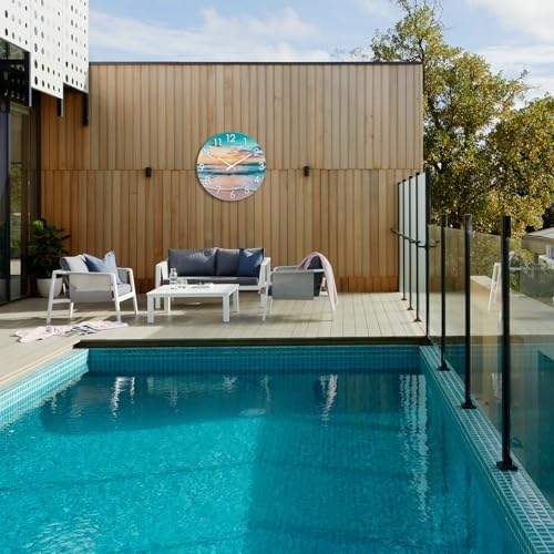 Outdoor Clock Waterproof, Beach Coastal Indoor Outdoor Wall Clocks for Patio Pool Garden Home Decor -12 Inch,Blue