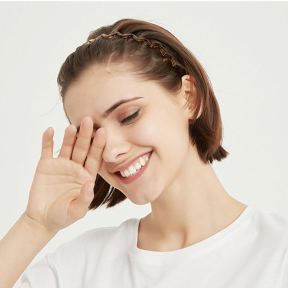 ULTIMUTE 8 PCS Fashion Effortless Plastic Headbands with Teeth Comb Black Skinny Headbands No Slip Hair Accessories Bands for Women Men Teen Girls, Amber&Bright Black