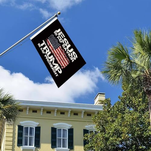 WENWELL Jesus is My Savior Trump is My President Flag 3x5 Ft Double Sided,Durable,Fade-Resistant,Indoor/Outdoor