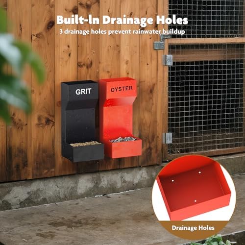 Chicken Oyster Shell Feeder and Grit Feeder,Metal Chicken Feeder,Chicken Coop Accessories,Design for Healthier Hens & Eggs