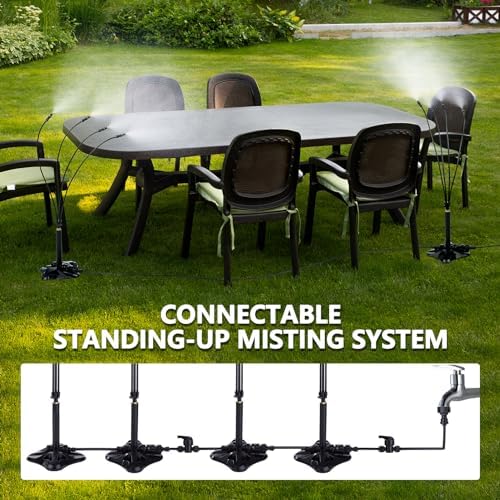 Standing Misters for Outside Patio - Portable Misting System for Cooling Outdoor 26.5Ft Stand Misting Line with 31.5 Inch Height Water Mister for Garden Yard BBQ Party Pool Water Playing Sprinklers