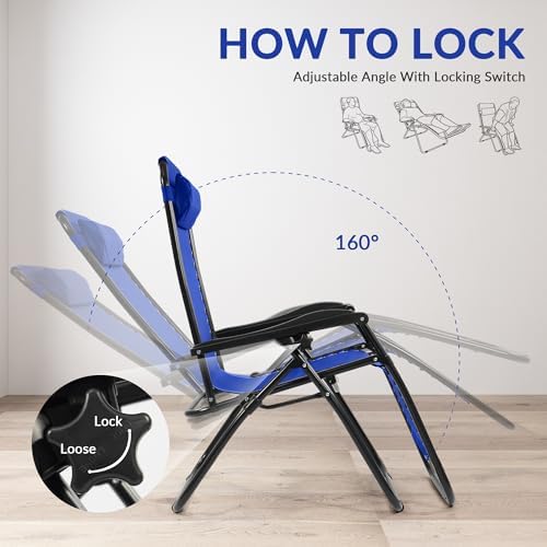 Zero Gravity Chair with Cup Holder & Removable Pillow, Adjustable Reclining Outdoor Patio Folding Chairs for Adults Portable Lounge Chair Furniture for Poolside, Lawn, Beach, Camping, Black
