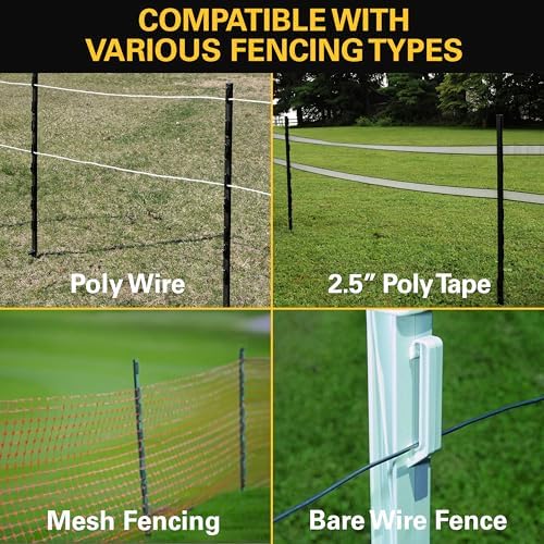 Zareba A-48B 4-Foot Step-in Electric Fence Posts - 50 Pack for Electric Fence System - Sturdy & Easy Installation, Black