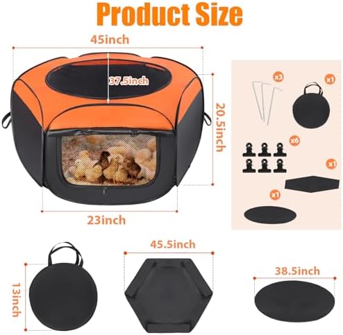 Chick Brooder Box, Upgrade Double Door Brooder Box for Chick Starter Kit, Pop-Up Baby Chicken Pen Supplies Brooding Up to 15 Baby Chicks, Duck and Quail