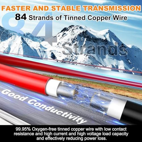 Oududianzi 2x50 Feet Solar Panel Wire, 10AWG Solar Wire H1Z2Z2-K Tinned Copper Solar Extension Cable for Photovoltaic Solar System, Automotive RVs, Boats (50FT Red + 50FT Black)