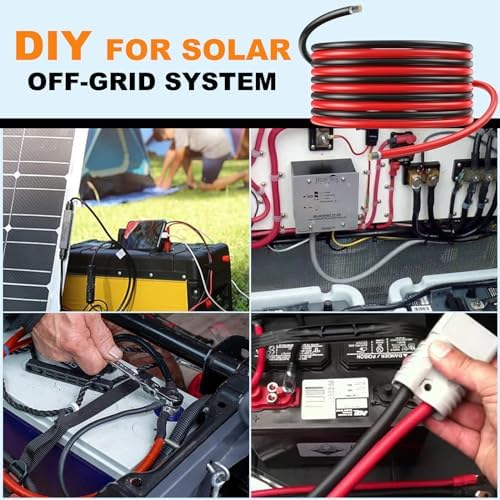 Oududianzi 2x50 Feet Solar Panel Wire, 10AWG Solar Wire H1Z2Z2-K Tinned Copper Solar Extension Cable for Photovoltaic Solar System, Automotive RVs, Boats (50FT Red + 50FT Black)