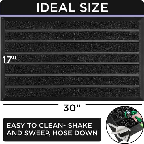 ubdyo Extra Durable Door Mat - Dirt Trapping Outdoor Welcome Mats - Non-Slip Outdoor Indoor Entrance - Low Profile Front Doormat (30" x 17", Bright Black)