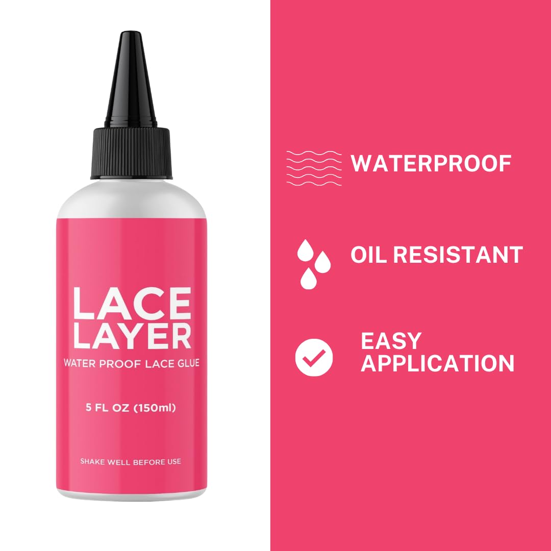 Lace Layer Lace Wig Adhesive - 5 oz - Invisible Bonding Glue for Lace Wigs, Frontals, and Closures, Waterproof & Humidity Resistant Lace Frontal Glue (Strong Hold) (5 oz)