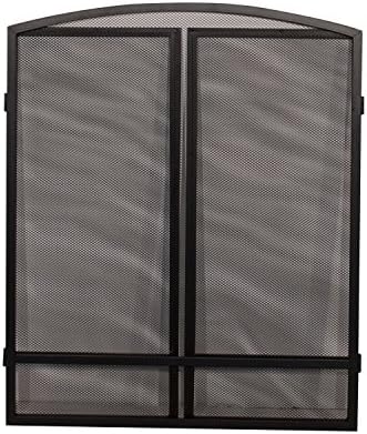 Panacea Products 15951 3-Panel Arch Screen with Double Bar for Fireplace, 29.25 Inch