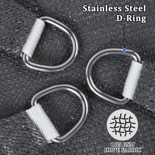 Shade&Beyond Triangle Sun Shade Sail 16'X16'X16' Permeable Canopy Dark Grey for Patio Garden Yard Deck Pergola (We Make Custom Size)