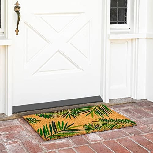 Juvale 30 x 17 in Coir Door Mat - Tropical Palm Leaf Welcome Mat Outdoor Entrance - Palm Leaf Plant Doormat for Front Porch (30 x 17 in)