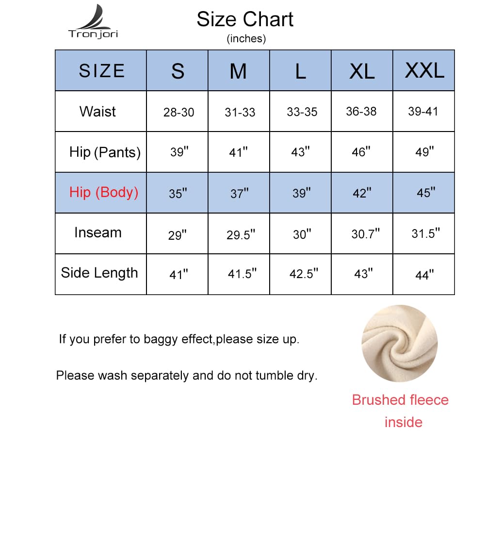 Tronjori Men's High Waisted Fleece Sweatpants Fall Winter Athletic Jogger Pants Lounge Trousers Elastic Waistband(S,Black)
