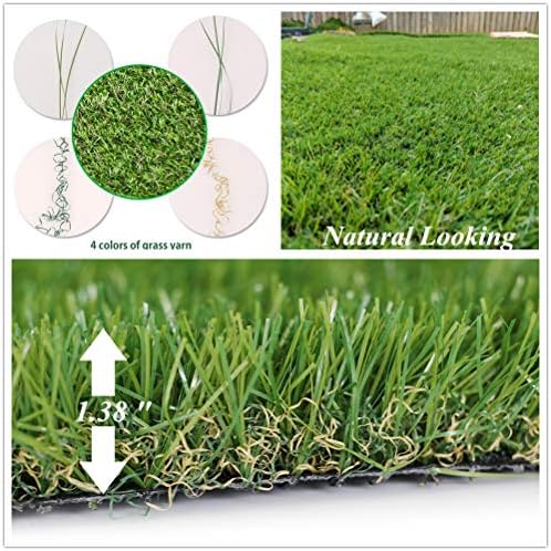 Petgrow Deluxe Realistic Artificial Grass Turf 3.3FTX5FT, 70 oz Face Weight /Drainage Holes / Rubber Backing, Indoor Outdoor Pet Faux Synthetic Grass Astro Rug Carpet for Garden Backyard Patio Balcony