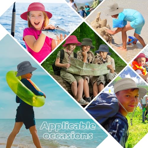 Century Star Outdoor Kids Sun Hat Boys Sun Hat Girls Beach Hat UPF 50+ Kids Bucket Hat Wide Brim Kids Fishing Safari Hat Lake Blue 5-13T
