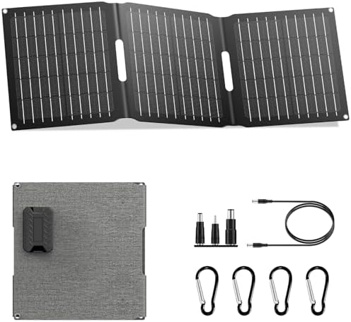 Portable Solar Panel Charger 22W, ZeroKor Foldable Solar Panel Kit with DC USB C USB A Out for Phone Pad Power Bank Smart Device, High Efficiency Waterproof Panel for Camping Backpacking Hiking