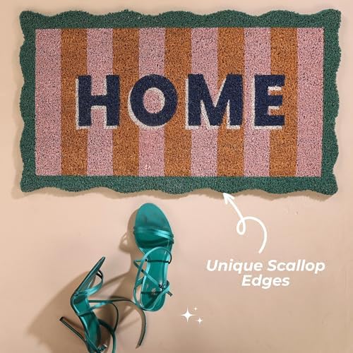 Folkulture Door Mat | Eco Friendly Mats for Front Door | (16 x 28) Welcome Matt or Doormat for Home Entrance | Durable & Anti Slip Coir Mats Outdoor or Entryway Rug (Home-Sweet-Home)