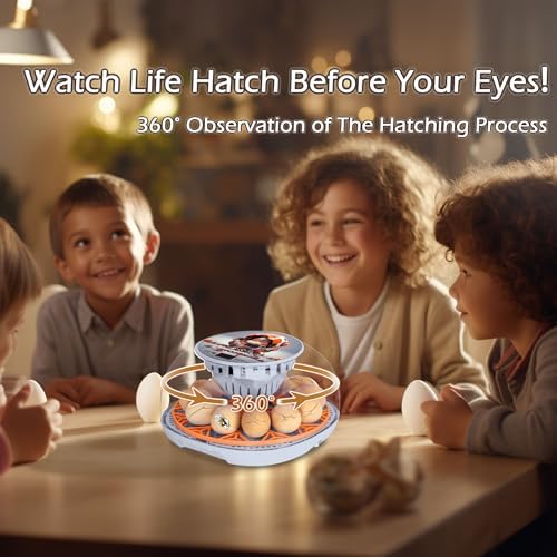 Smart Chicken Incubators for Hatching Eggs with Automatic Turner Small Poultry Duck Quail 12 Egg Incubator Temperature Control Display Hatcher Machine (Mechachick, ℉)