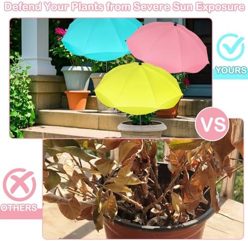 3 Pack Upgraded Plant Umbrellas for Outdoor Plants, Adjustable Garden Shade Umbrella 26" Larger Plants Shade Cover Umbrella Sun Protection for Potted Plants Garden Beds from Direct Sunlight