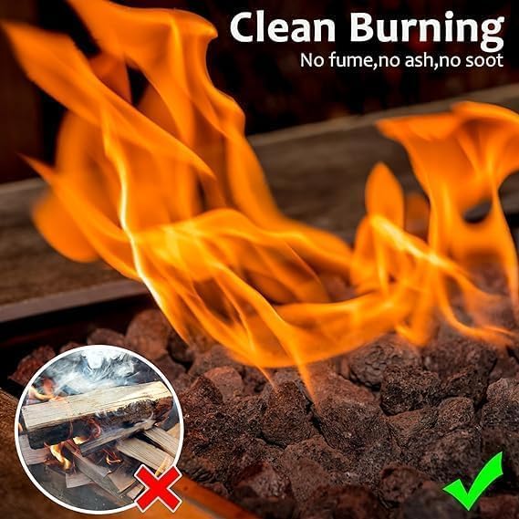 10lb 1.2-2 inch Black Lava Rocks for Indoor Fireplaces, Outdoor Gas Fire Tables, Fire Pits, Garden Landscaping Decoration