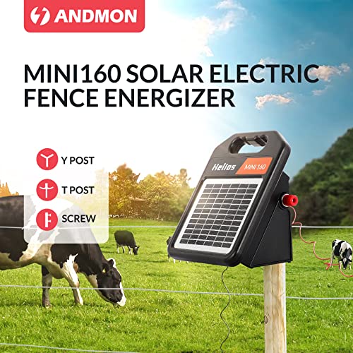 10 Miles Solar Electric Fence Charger with Day/Night Mode, 0.11J Portable Solar Fence Charger with Rechargeable Solar Panel for 24-Hour Uninterrupted Protection Electric Fence Energizer