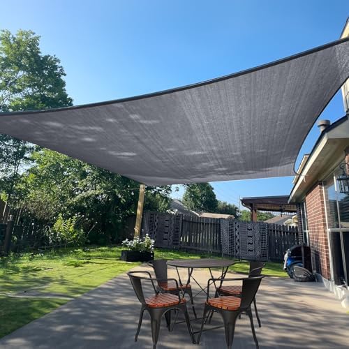 SUNLAX Sun Shade Sail 16' x 20' Dark Grey Rectangle Canopy Sail Shade Cover UV Block Permeable Sunshade Outdoor for Patio Backyard (We Make Custom Size)