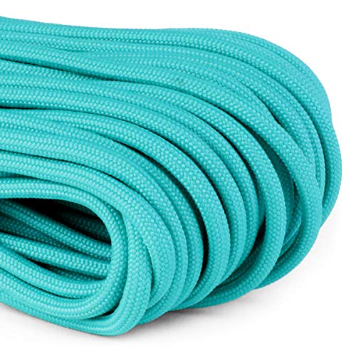 Atwood Rope MFG 550 Paracord 100 Feet 7-Strand Core Nylon Parachute Cord Outside Survival Gear Made in USA | Lanyards, Bracelets, Handle Wraps, Keychain (Teal)