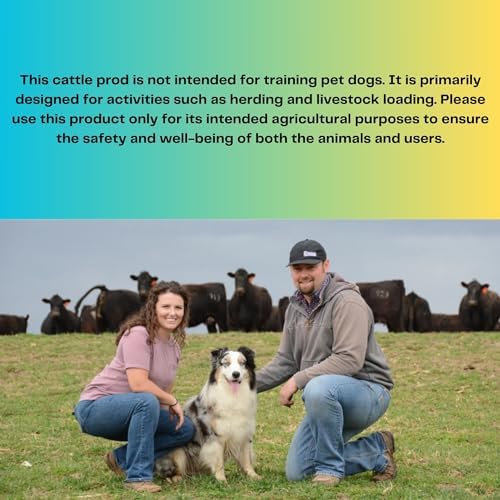 Rechargeable Cattle Prod, Waterproof Electric Livestock Prod with 2 LED Lights, Rechargeable Animal Prod for Farm Ranch Herding and Big Large Dogs, Livestock Shock Stick with Flexible Shaft