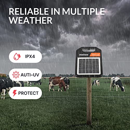 10 Miles Solar Electric Fence Charger with Day/Night Mode, 0.11J Portable Solar Fence Charger with Rechargeable Solar Panel for 24-Hour Uninterrupted Protection Electric Fence Energizer