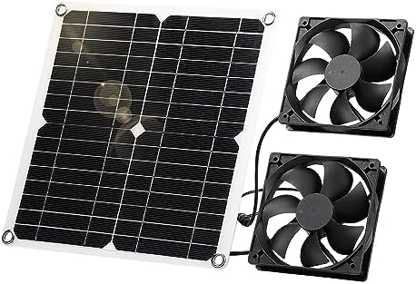 SUNYIMA Solar Panel Fan Kit, 12W Weatherproof Solar Panel with DC Fan for Small Chicken Coops, Greenhouses, Sheds,Pet Houses, Window Exhaust (Dual Fan)