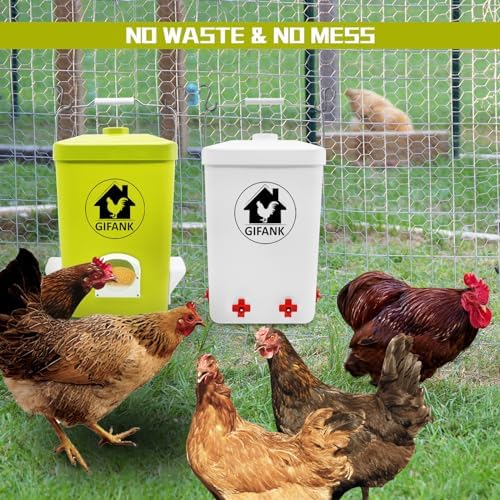 Chicken Feeder and Waterer Set,3 Gallon Automatic Chicken Feeder No Waste,Hanging Poultry Waterer Feeder Kit with Chicken Waterer Nipples and Feeding Ports,Chicken Coop Accessories